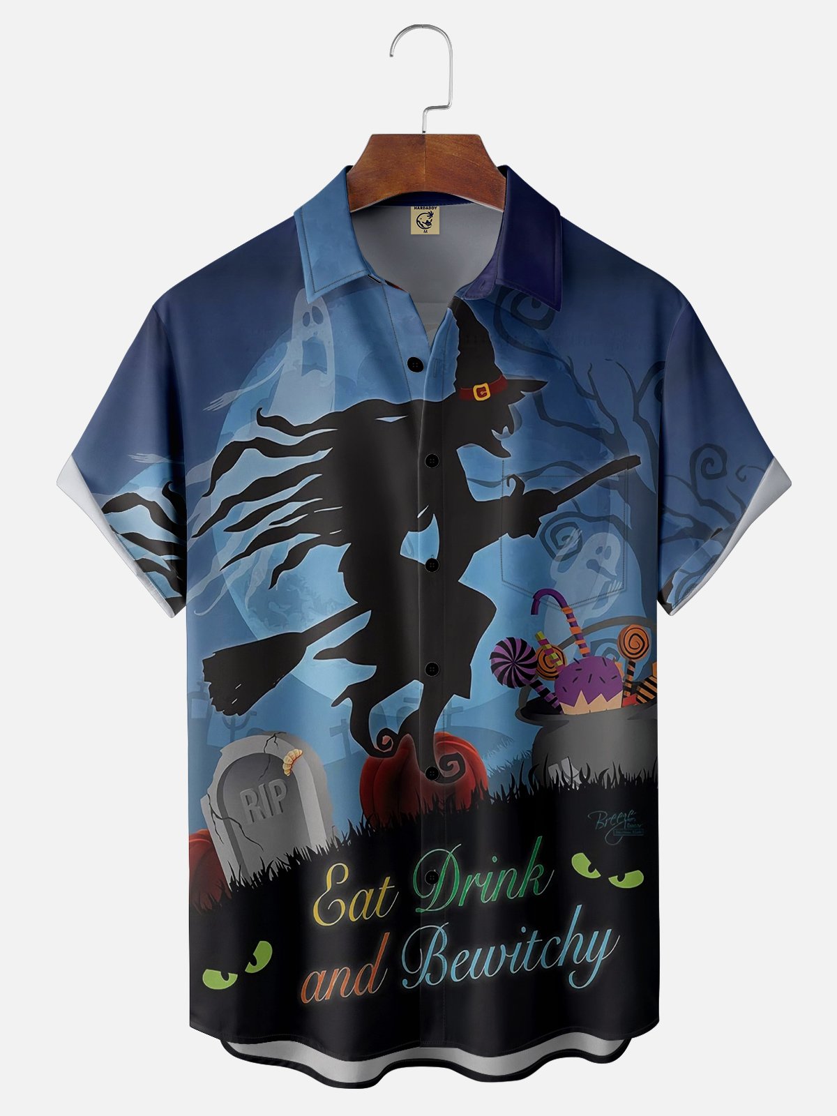 Moisture Wicking Halloween Witch Hawaiian Shirt