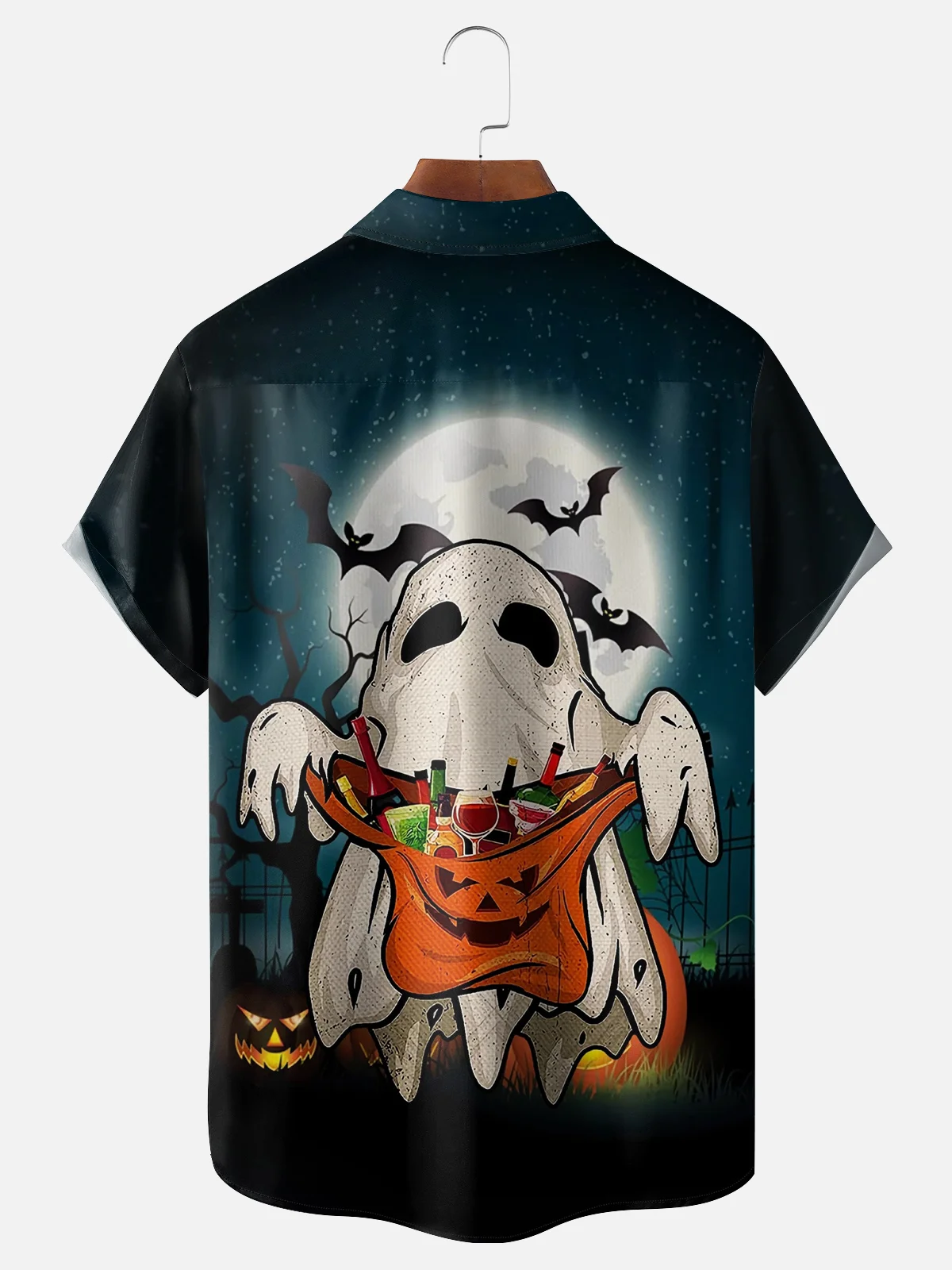 Moisture Wicking Halloween Ghost Hawaiian Shirt