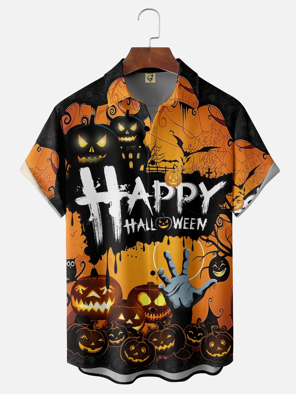 Moisture Wicking Halloween Pumpkin Hawaiian Shirt