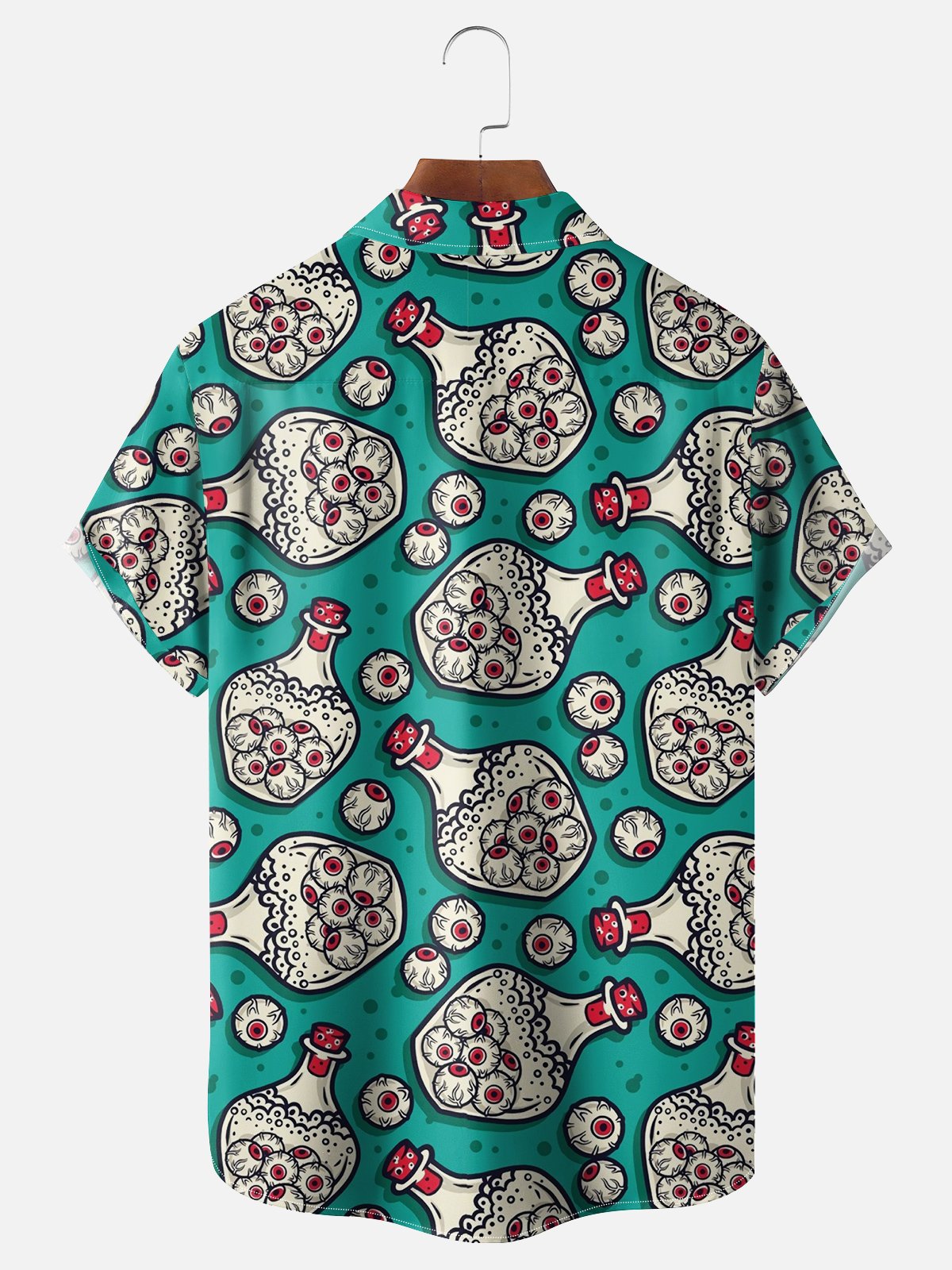 Moisture-wicking Halloween Spooky Eyeball Chest Pocket Hawaiian Shirt