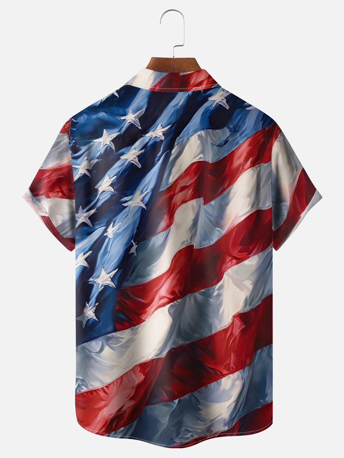 Moisture-wicking American Flag and Purple Heart Chest Pocket Hawaiian Shirt