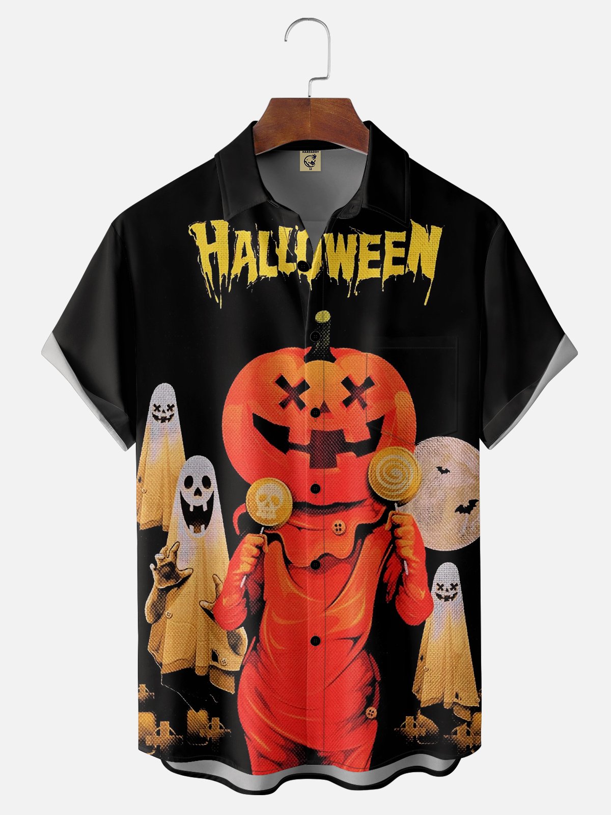 Moisture Wicking Halloween Pumpkin Ghost Hawaiian Shirt