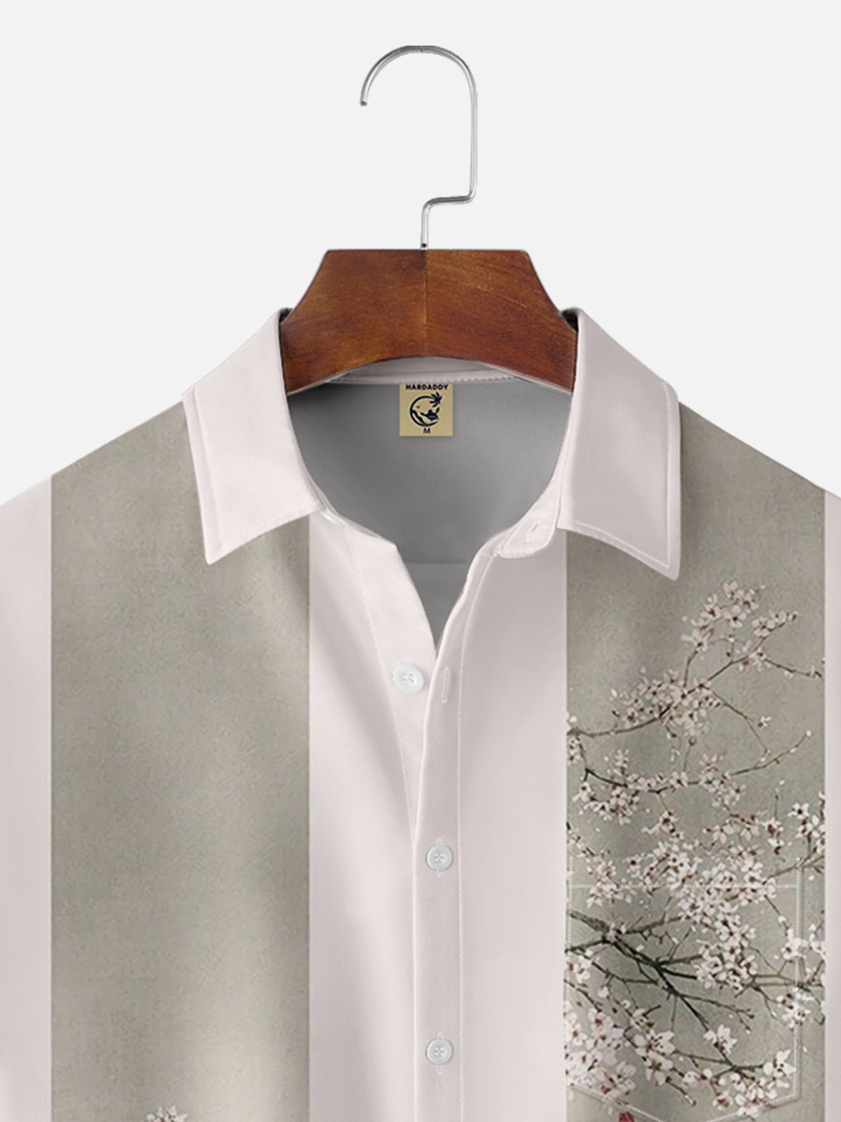 Moisture-wicking Plum Blossom Art Painting Chest Pocket Bowling Shirt