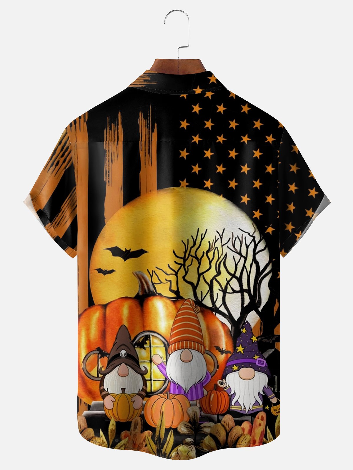 Moisture Wicking Halloween Pumpkin Gnome Hawaiian Shirt