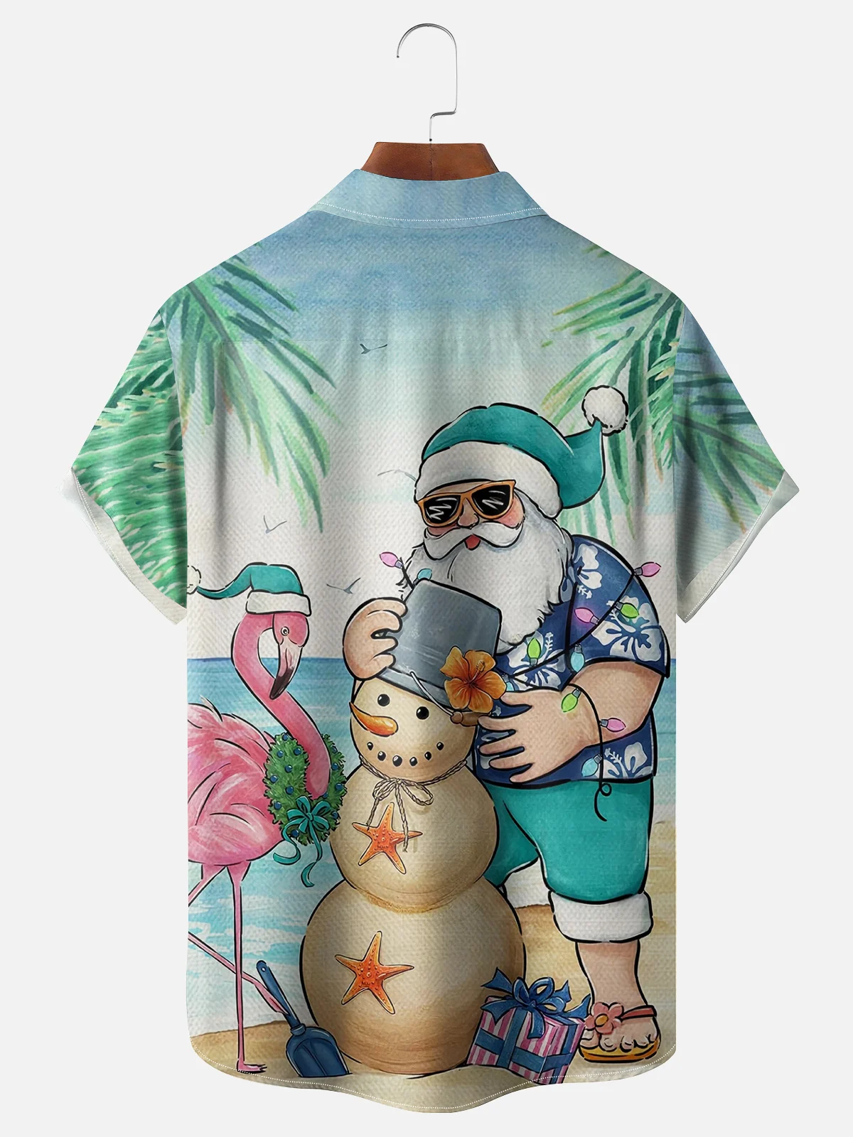 Moisture Wicking Santa Claus Hawaiian Vacation Shirt