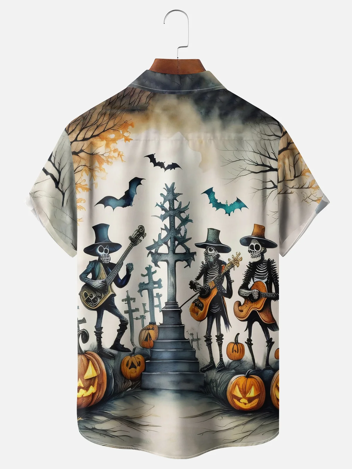 Moisture Wicking Halloween Pumpkin Skull Ghost Hawaiian Shirt