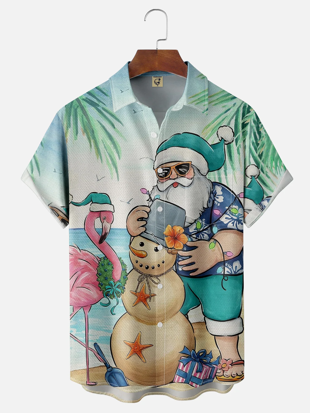 Moisture Wicking Santa Claus Hawaiian Vacation Shirt