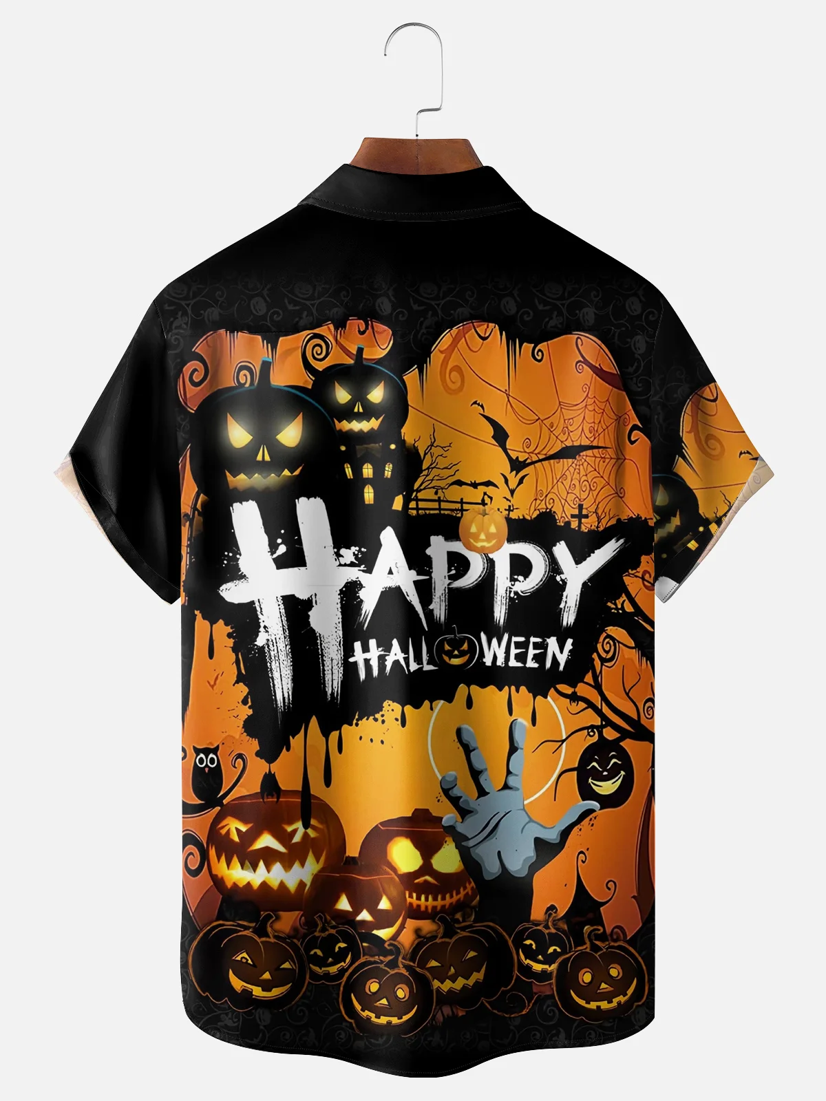 Moisture Wicking Halloween Pumpkin Hawaiian Shirt