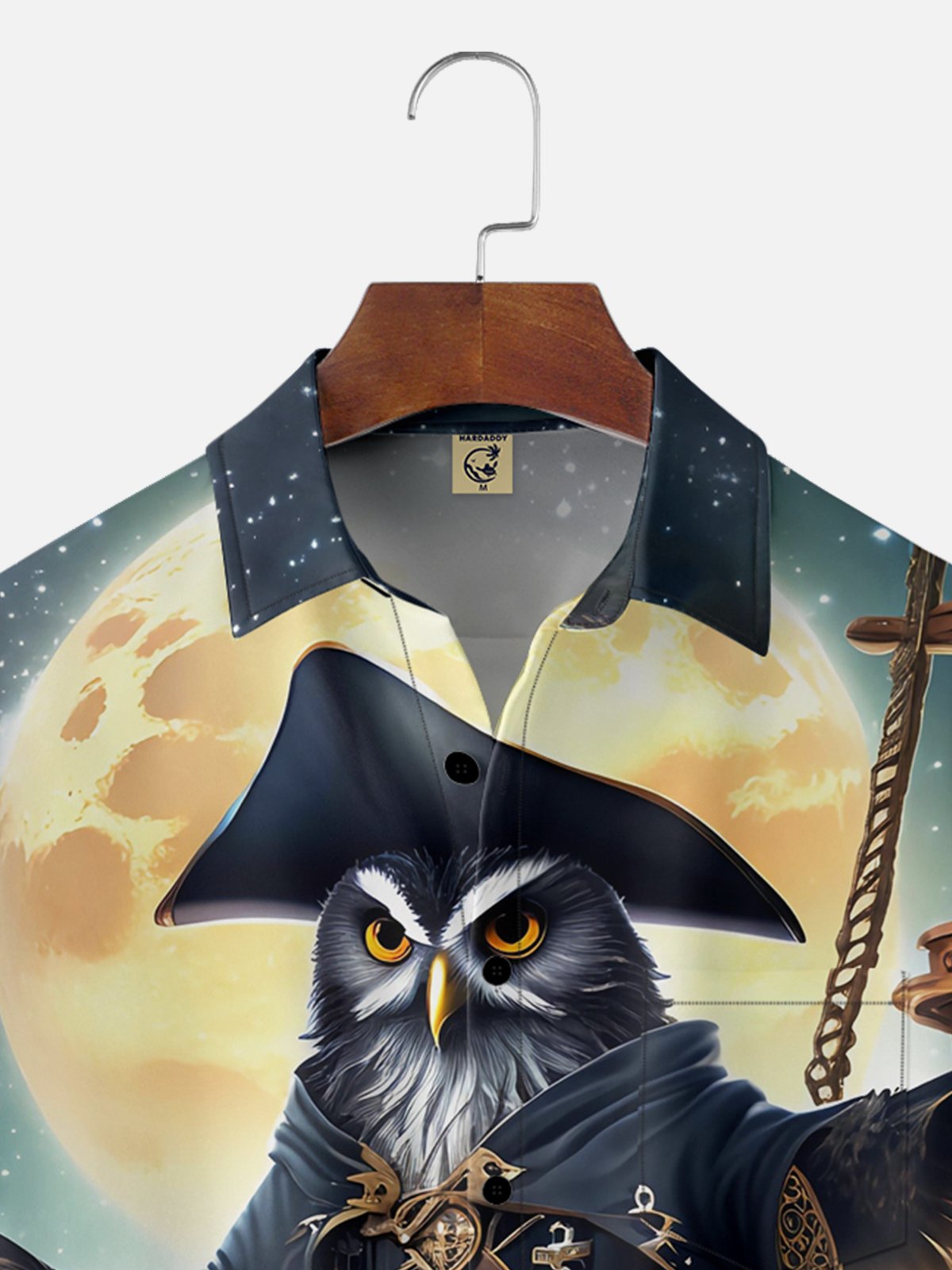 Moisture-wicking Pirate Owl Chest Pocket Hawaiian Shirt