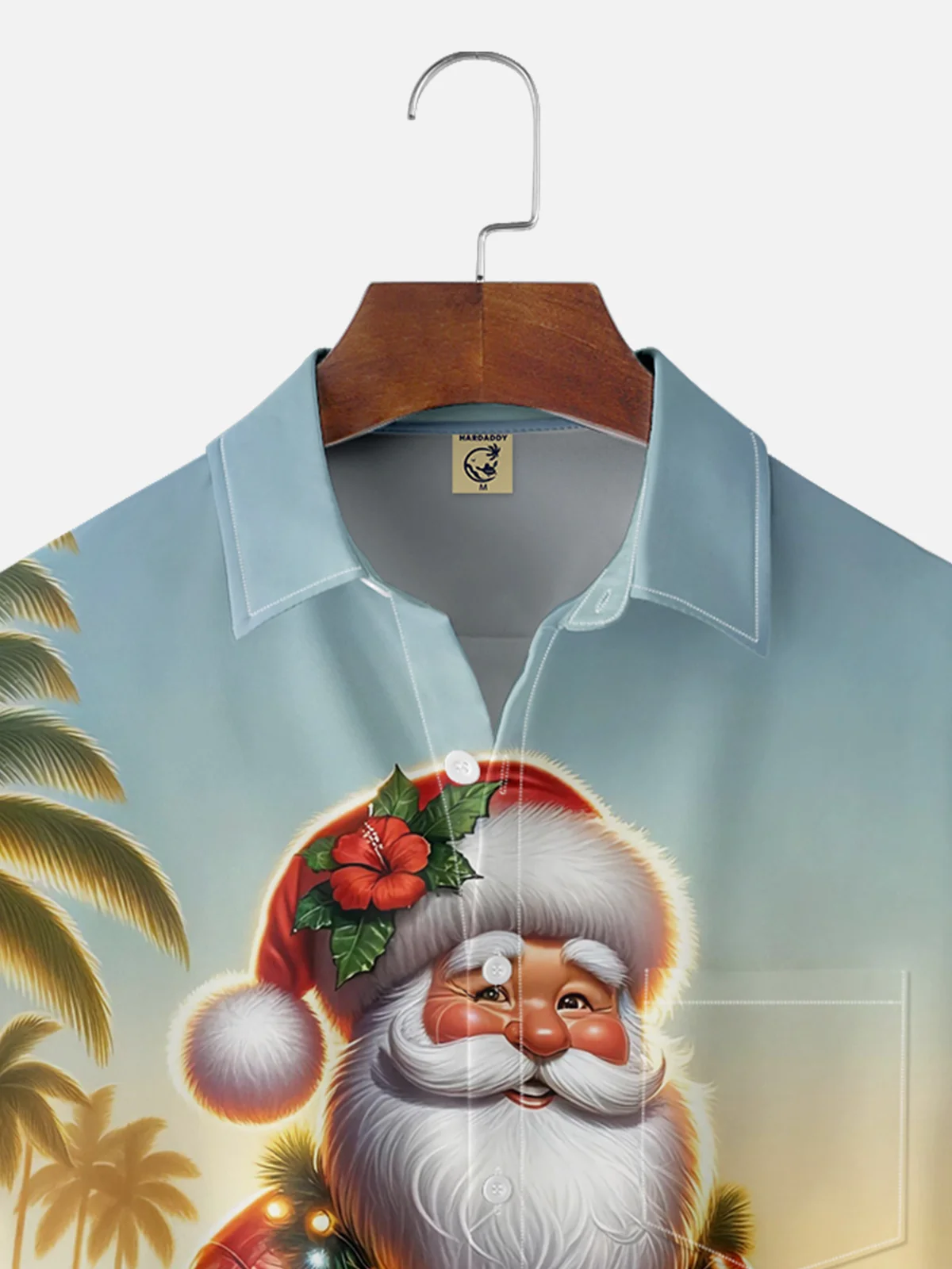 Moisture-wicking Christmas Santa Chest Pocket Casual Shirt