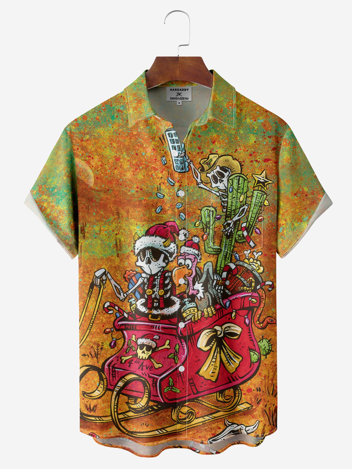 Christmas Santa Chest Pocket Hawaiian Shirt By David Lozeau