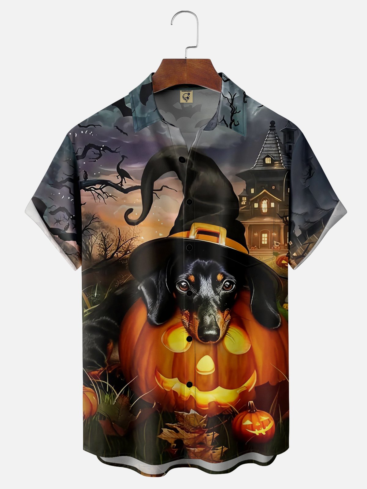 Moisture-wicking Halloween Dog Chest Pocket Hawaiian Shirt