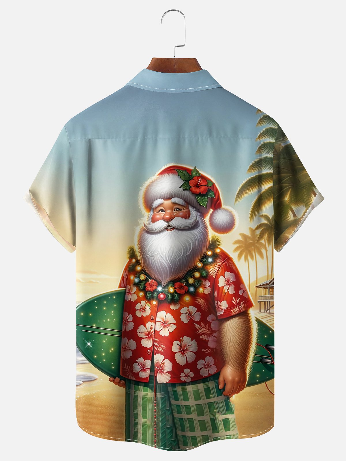 Moisture-wicking Christmas Santa Chest Pocket Casual Shirt