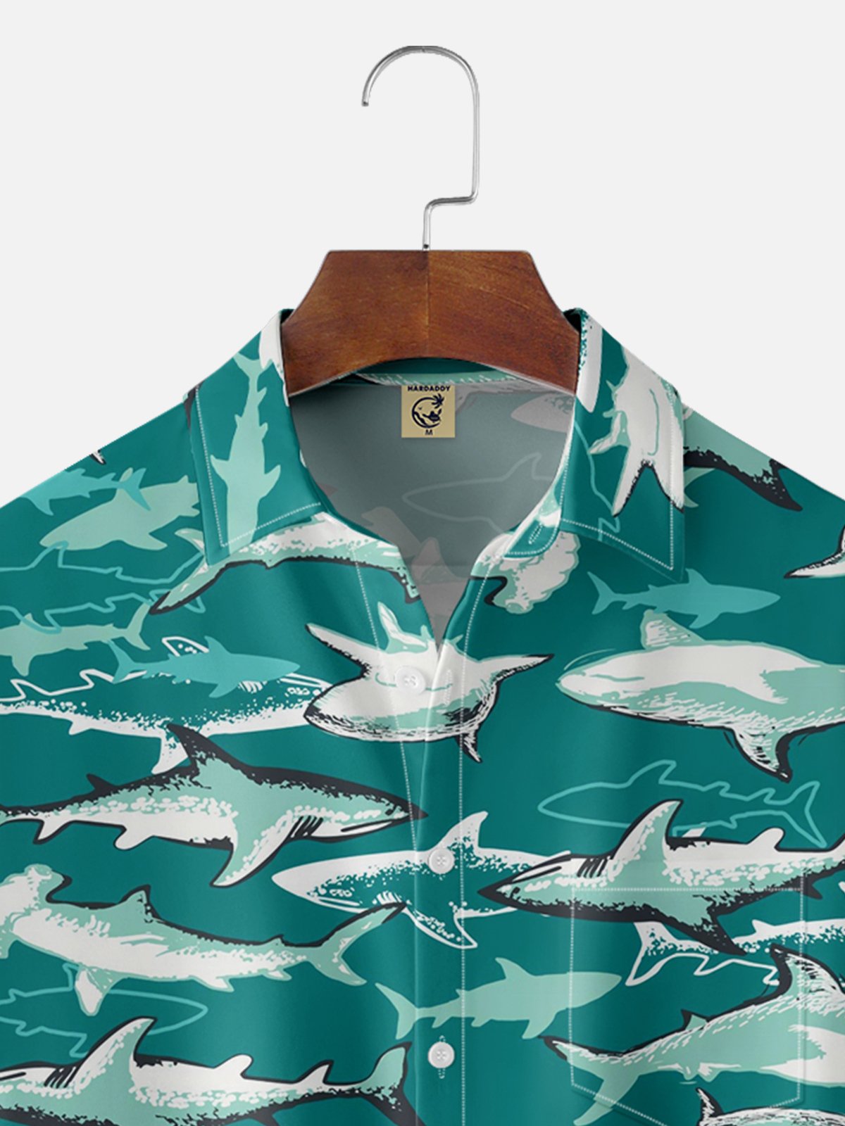 Moisture-wicking Shark Chest Pocket Hawaiian Shirt