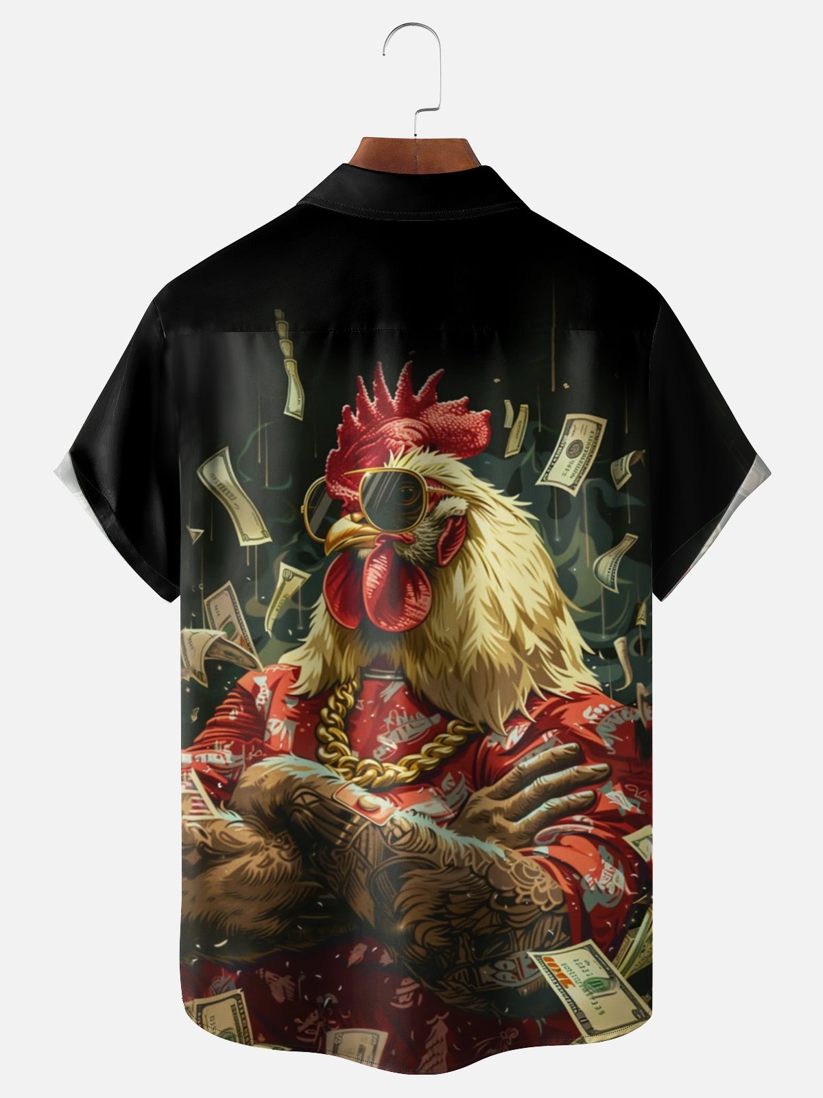 Moisture-wicking US Dollars Boss Chicken Chest Pocket Casual Shirt