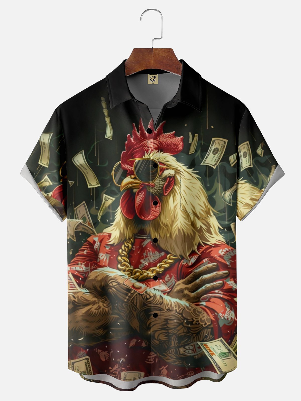 Moisture-wicking US Dollars Boss Chicken Chest Pocket Casual Shirt