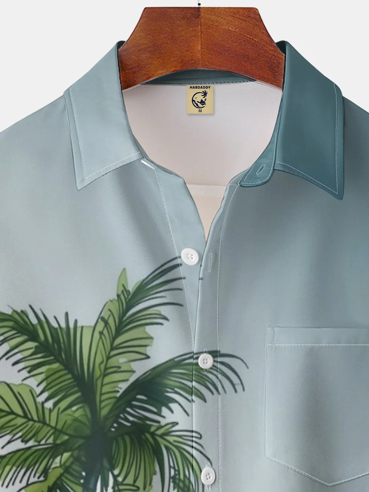 Moisture-wicking Palm Tree Chest Pocket Hawaiian Shirt