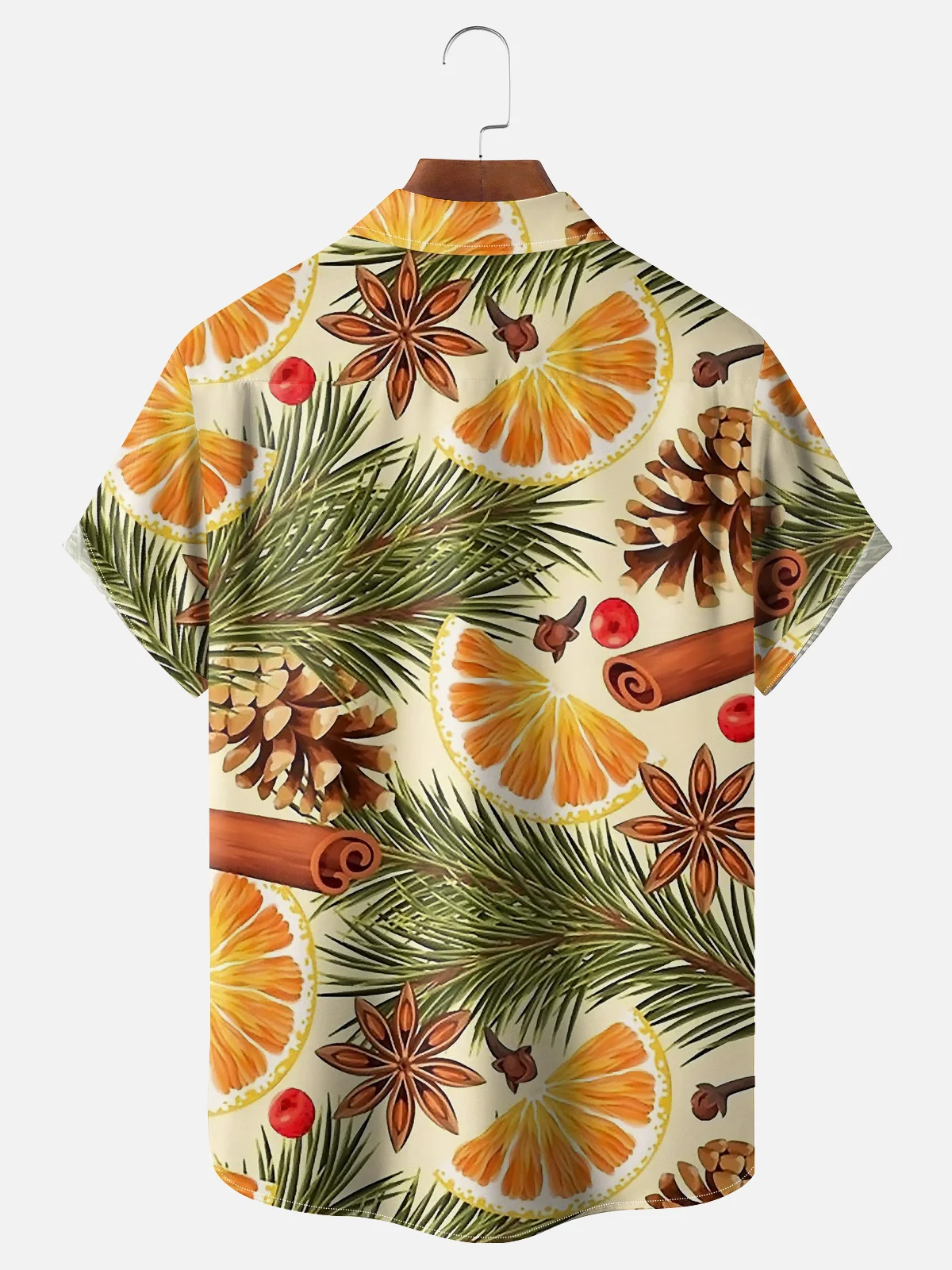 Moisture-wicking Cinnamon Orange Chest Pocket Hawaiian Shirt