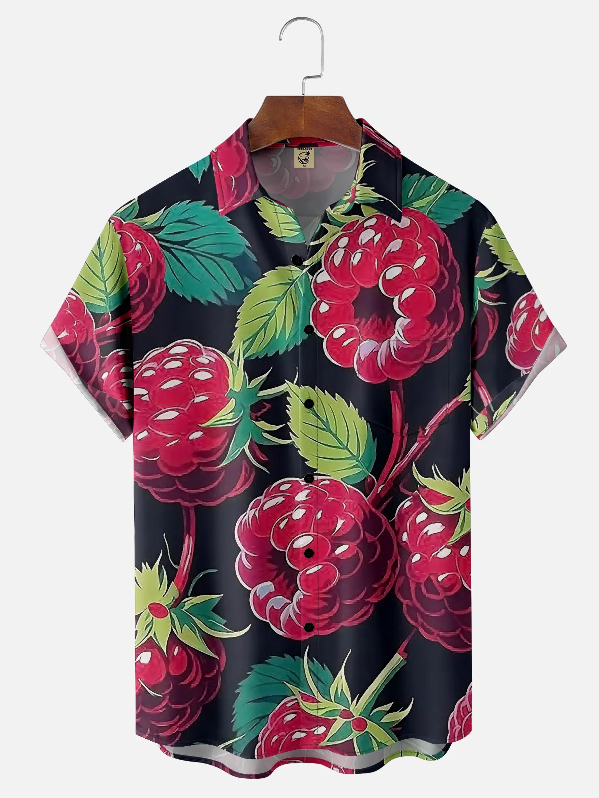 Moisture-wicking Raspberry Chest Pocket Hawaiian Shirt