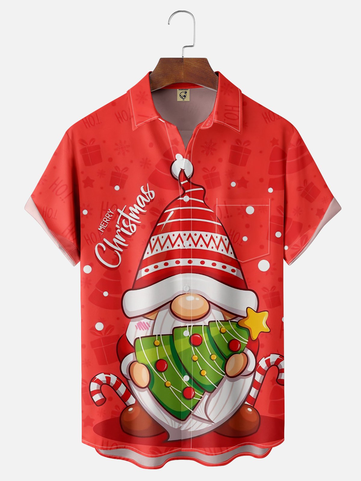 Moisture-wicking Christmas Gnomes Chest Pocket Casual Shirt