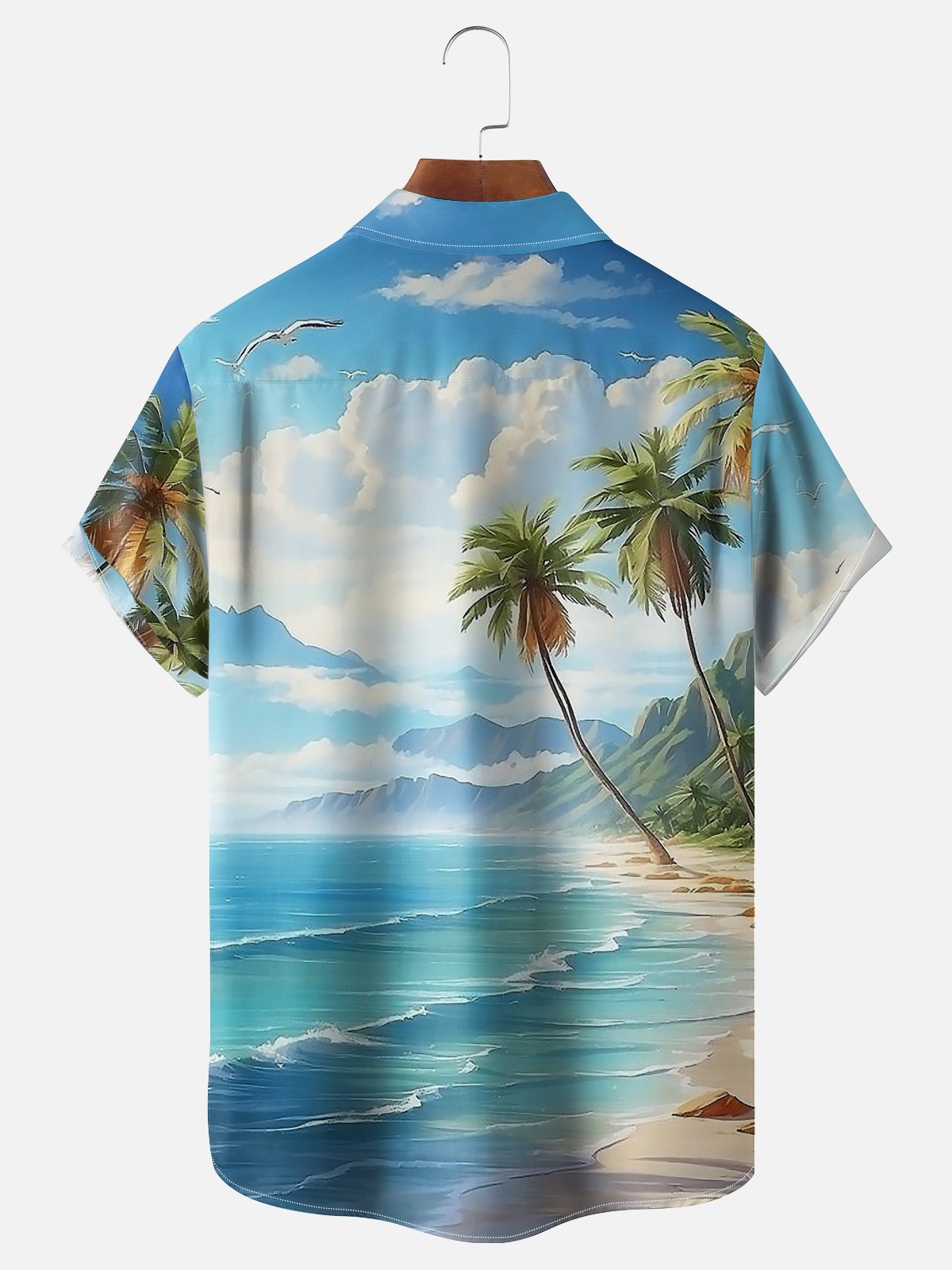 Moisture-wicking Palm Tree Chest Pocket Hawaiian Shirt