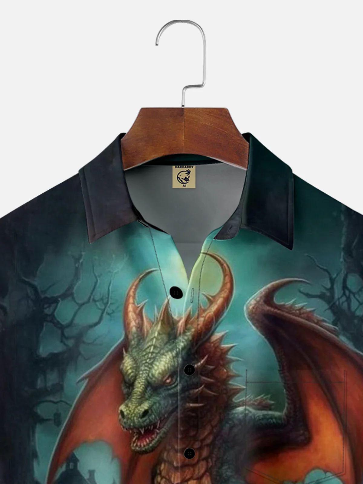 Moisture-wicking Halloween Dragon Chest Pocket Casual Shirt