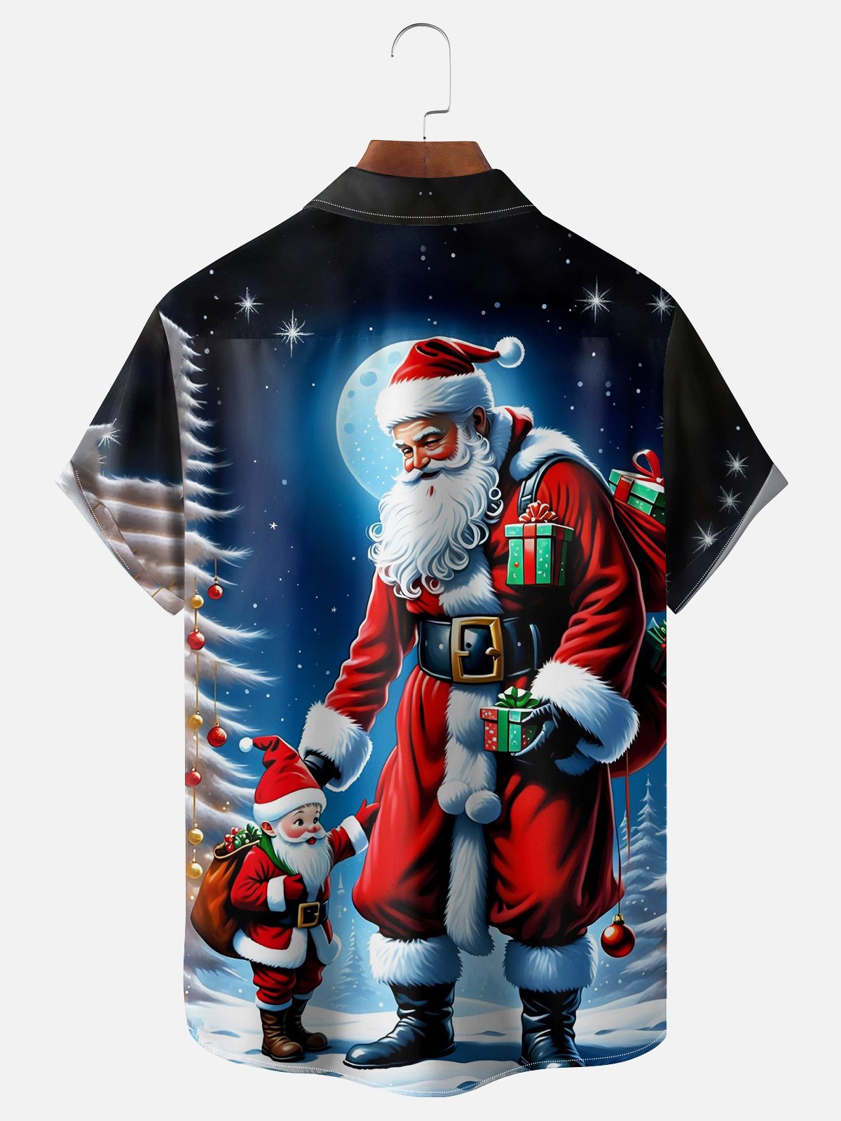 Moisture-wicking Christmas Santa Claus Chest Pocket Casual Shirt