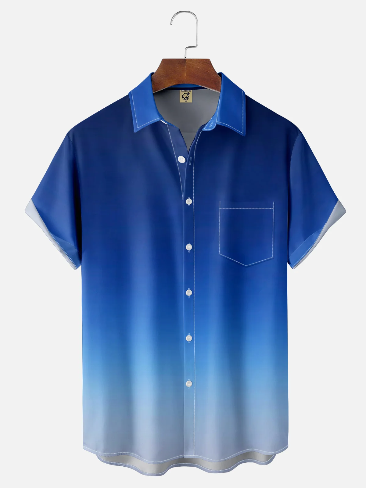 Moisture-wicking Gradient Color Chest Pocket Casual Shirt