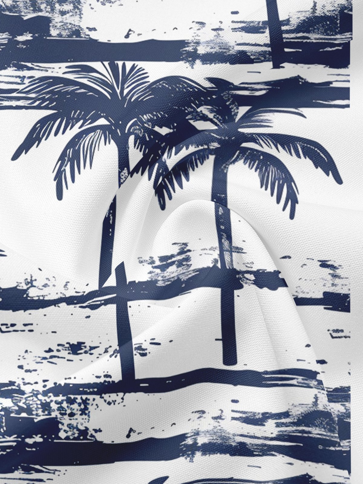 Moisture-wicking Palm Tree Chest Pocket Bowling Shirt