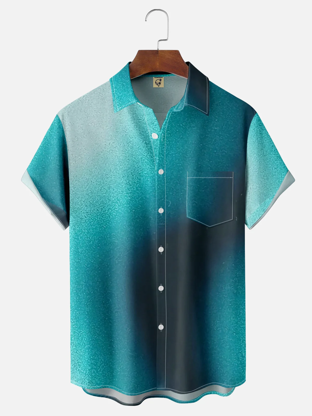 Moisture-wicking Gradient Color Chest Pocket Casual Shirt