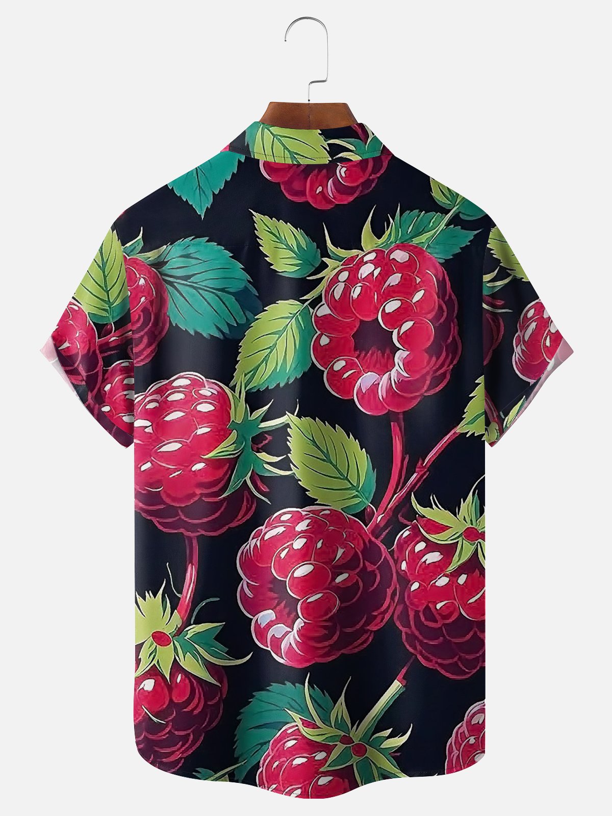 Moisture-wicking Raspberry Chest Pocket Hawaiian Shirt