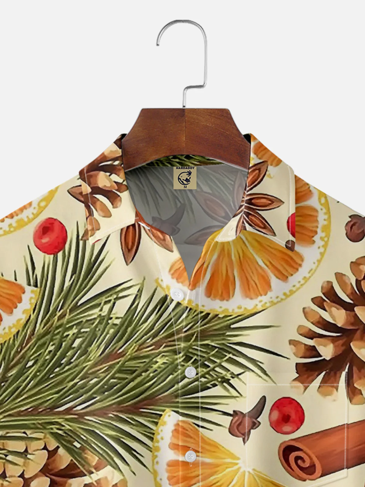 Moisture-wicking Cinnamon Orange Chest Pocket Hawaiian Shirt