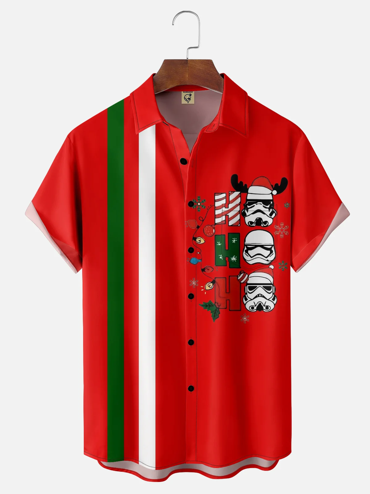 Moisture-wicking Christmas Chest Pocket Bowling Shirt