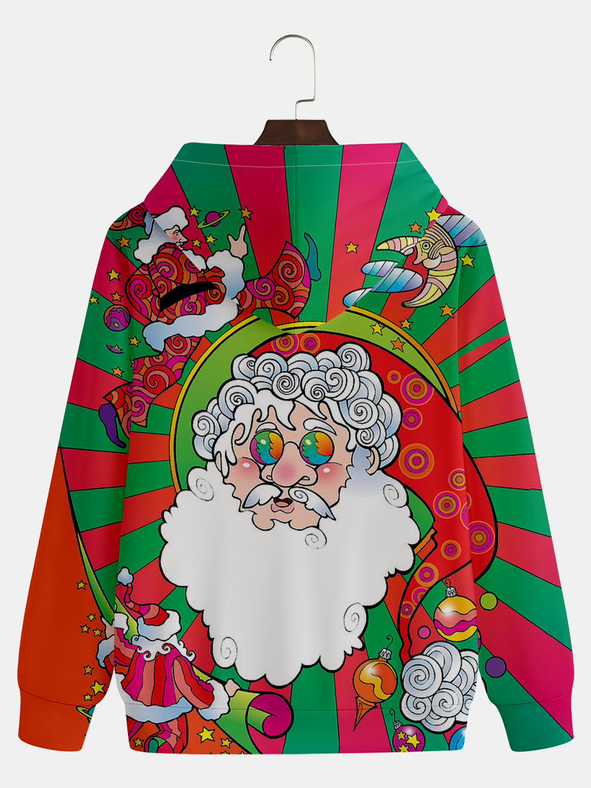 Colorful Santa Claus Illustration Hoodie Sweatshirt