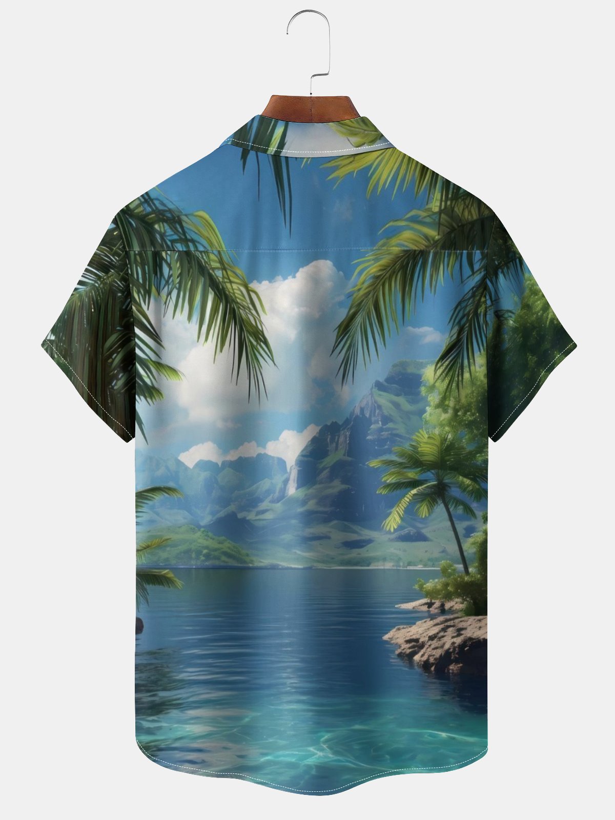 Moisture-wicking Art Nature Scenery Chest Pocket Hawaiian Shirt