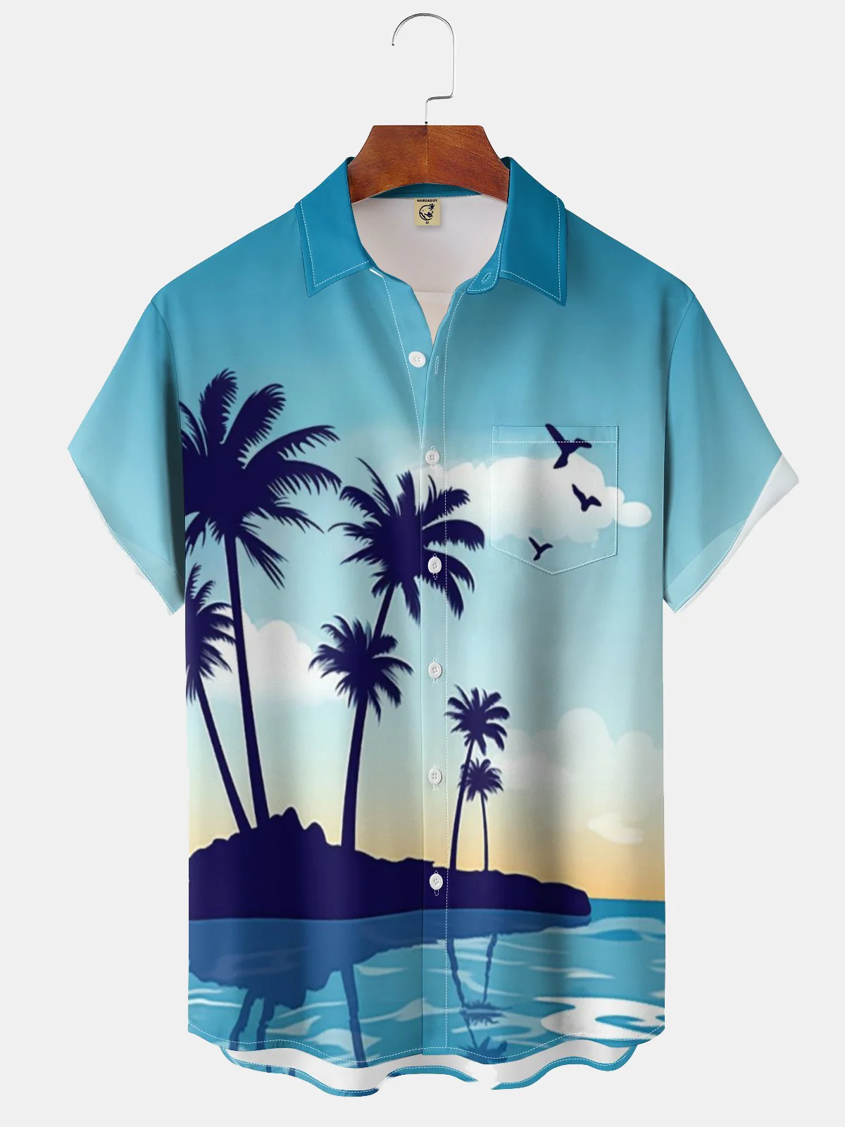 Moisture-wicking Summer Island Chest Pocket Hawaiian Shirt