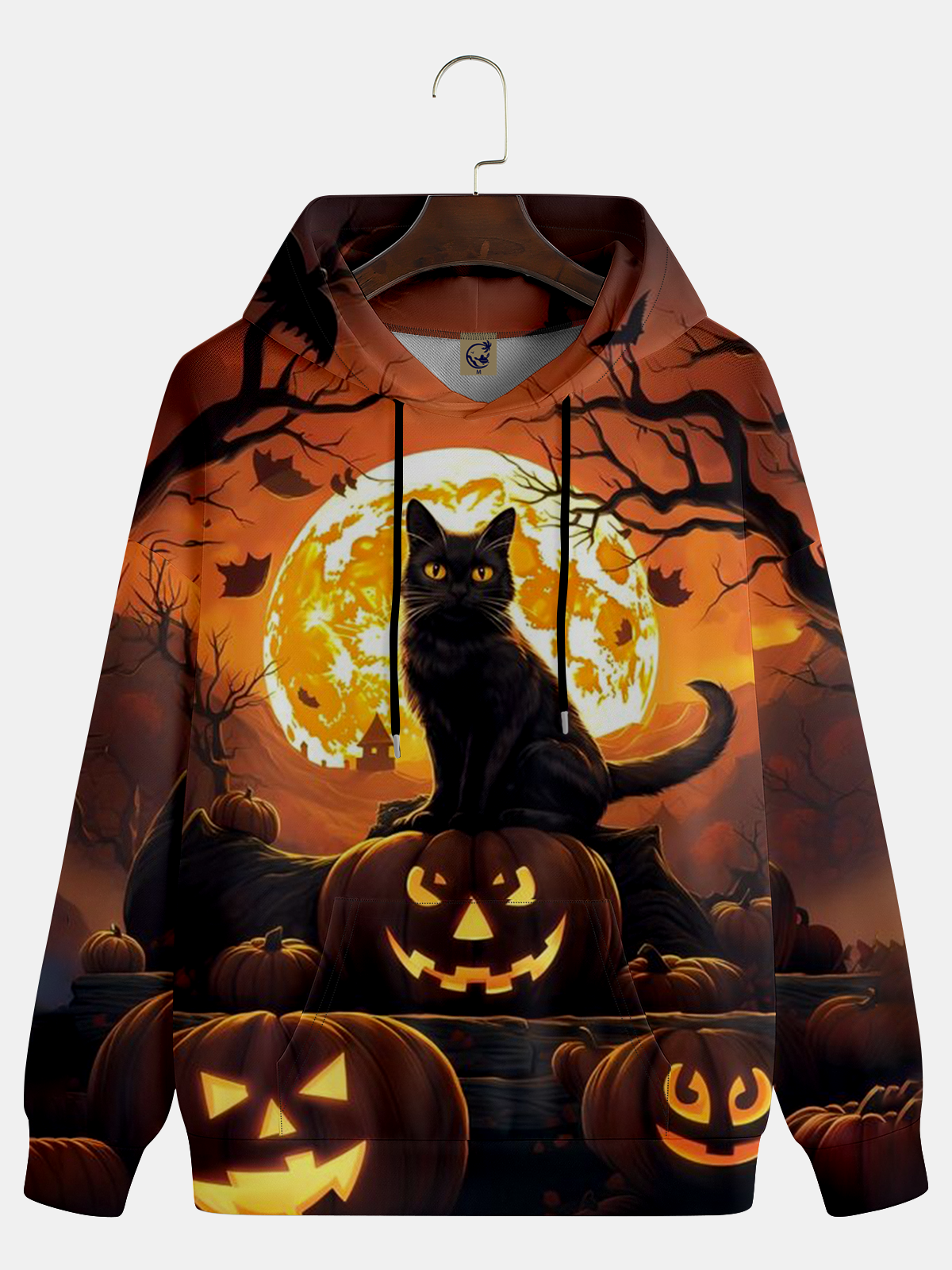 Black Cat Under Full Moon Hoodie Sweatshirt