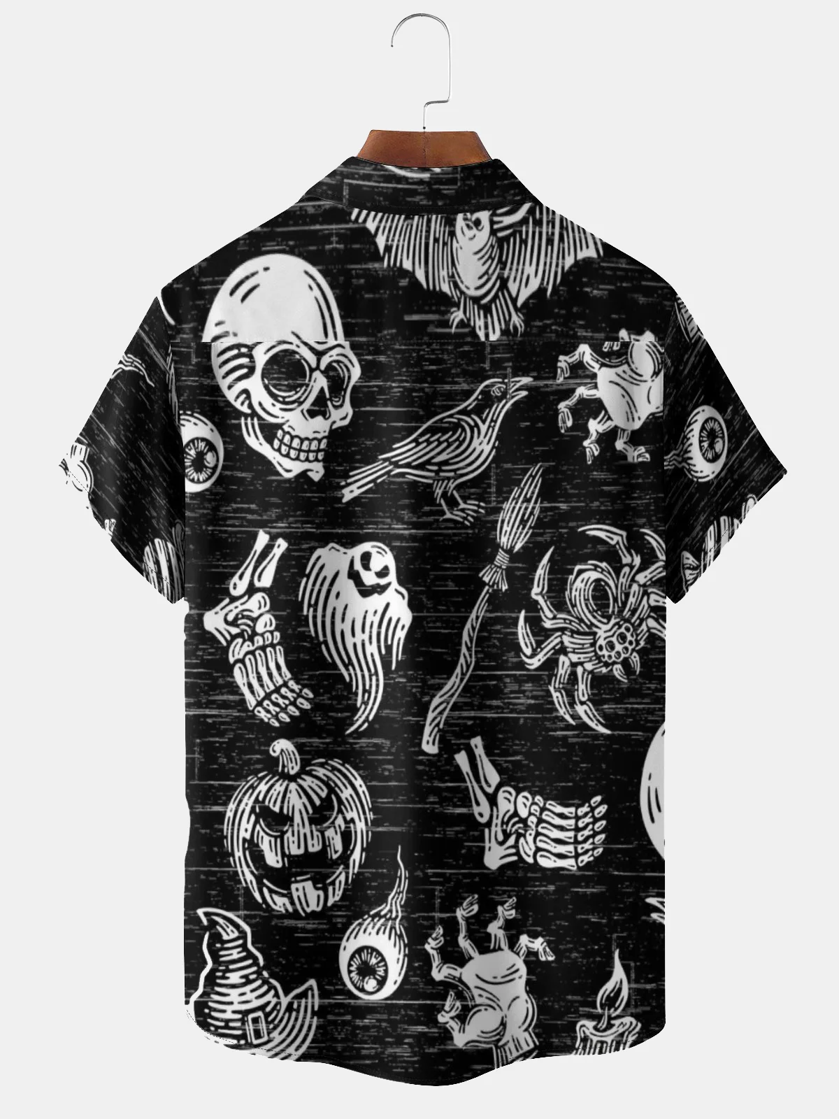 Moisture-wicking Halloween Art Illustration Chest Pocket Hawaiian Shirt