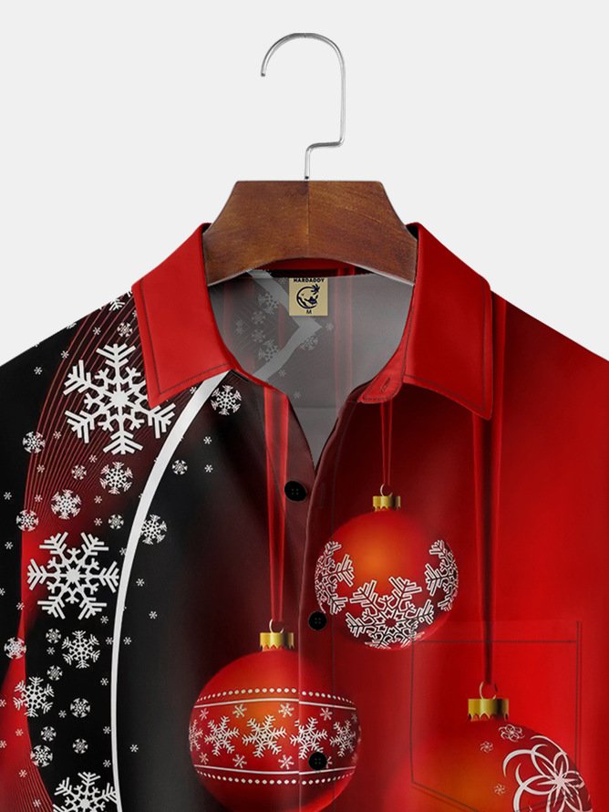 Tall Size Moisture wicking Christmas Decoration Chest Pocket Short Sleeve Shirt