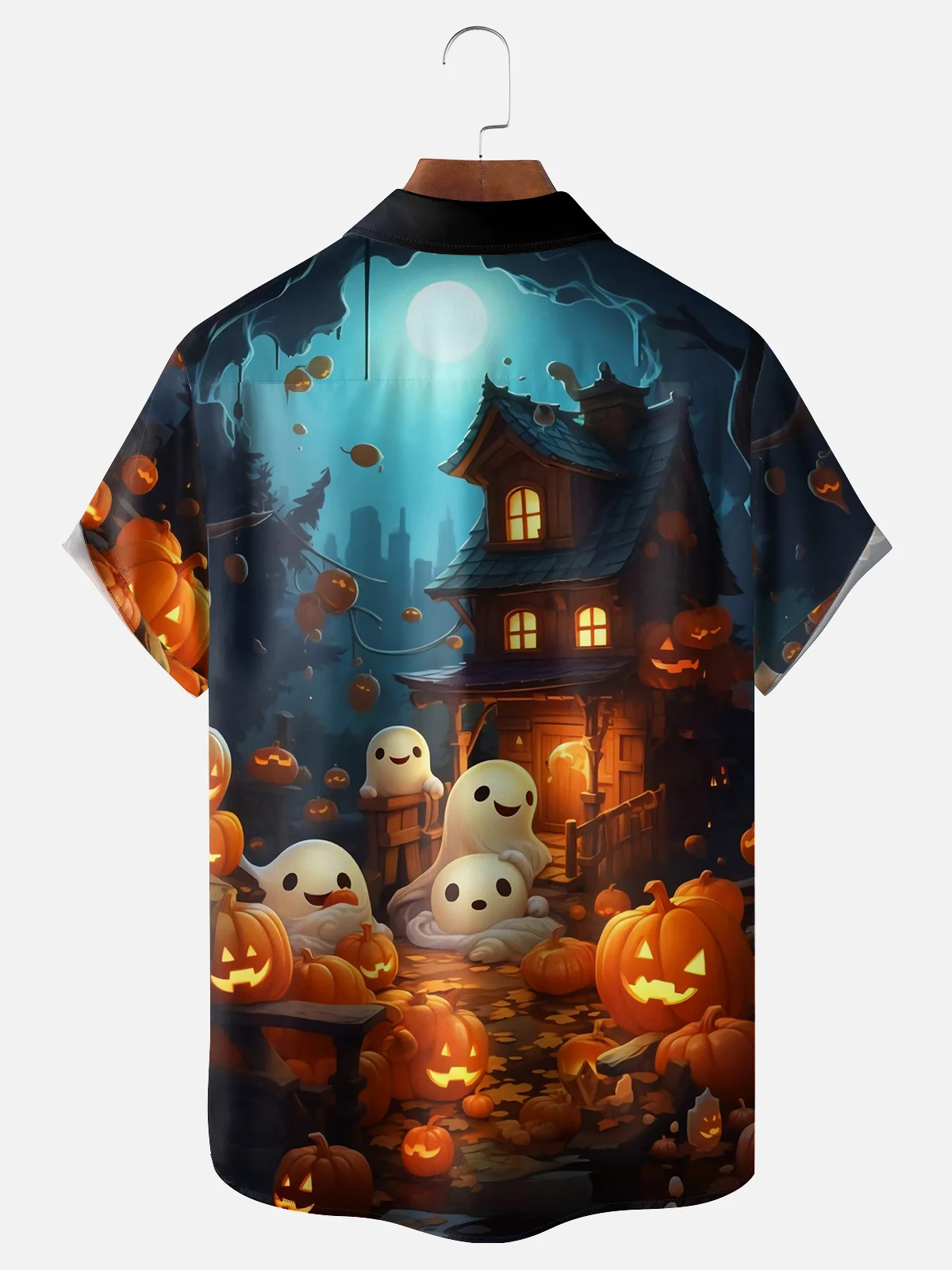 Moisture-wicking Halloween Ghost Chest Pocket Casual Shirt