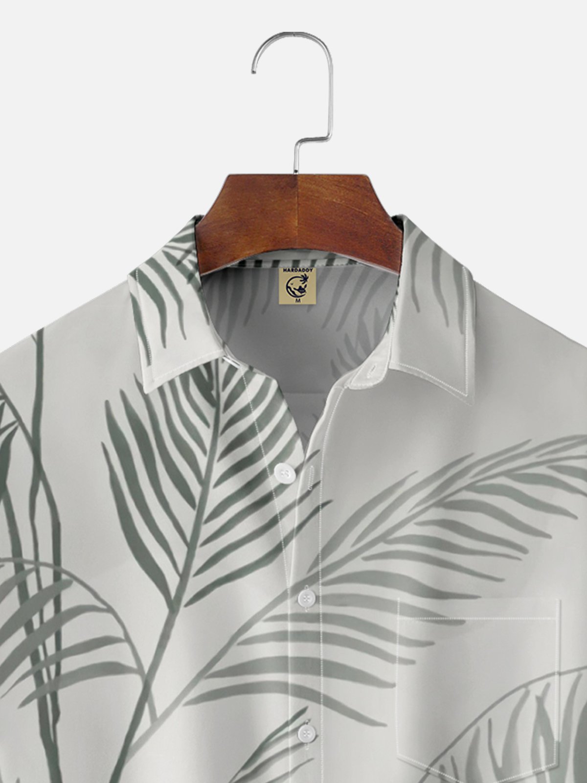 Moisture-wicking Palm Leaf Art Print Chest Pocket Hawaiian Shirt