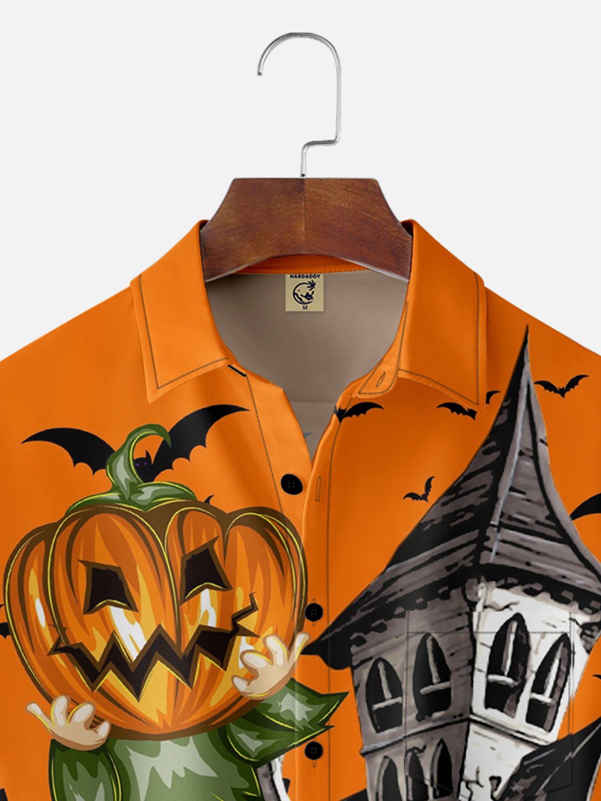 Moisture Wicking Halloween Ghost Pumpkin Chest Pocket Hawaiian Shirt