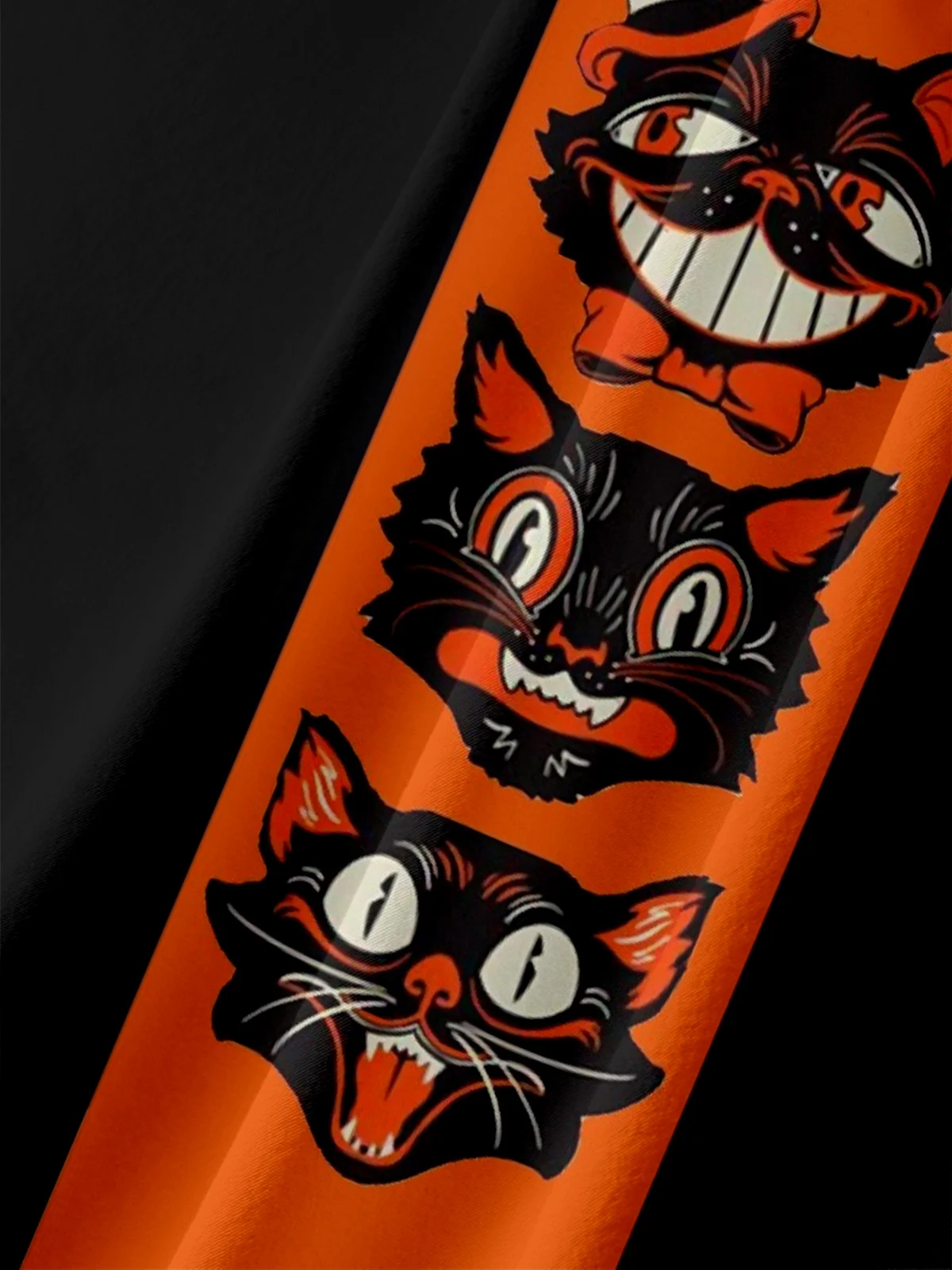 Moisture-wicking Halloween Black Cat Illustration Chest Pocket Bowling Shirt