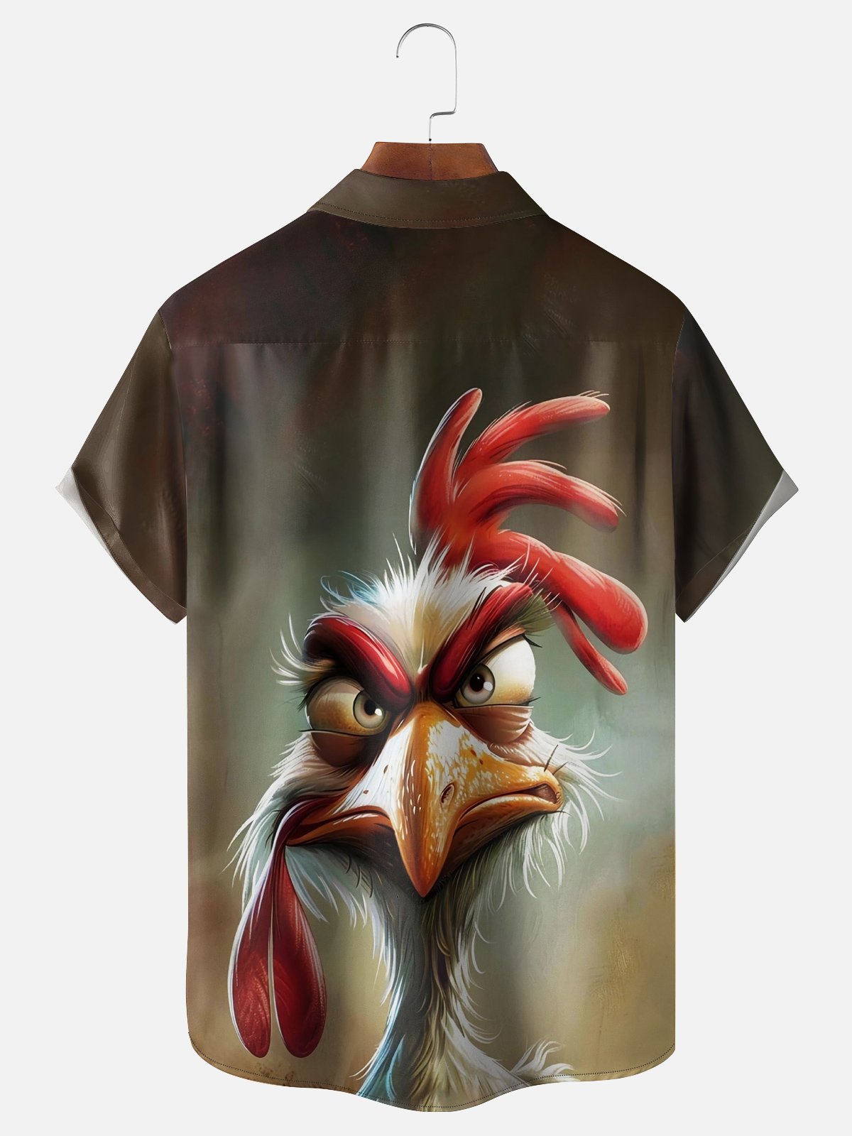 Moisture-wicking Fun Rooster Chest Pocket Casual Shirt