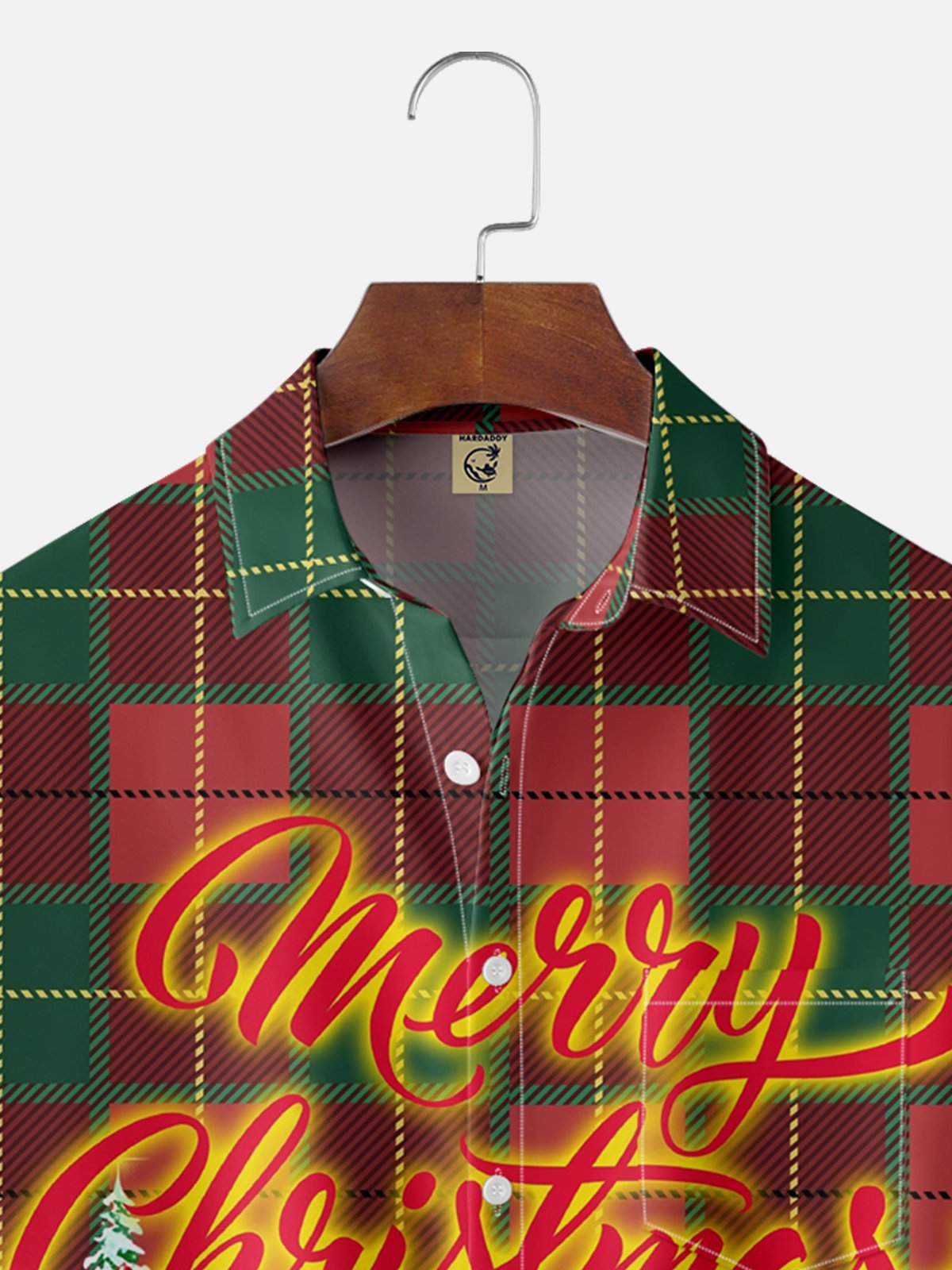 Moisture-wicking Christmas Tree Chest Pocket Hawaiian Shirt