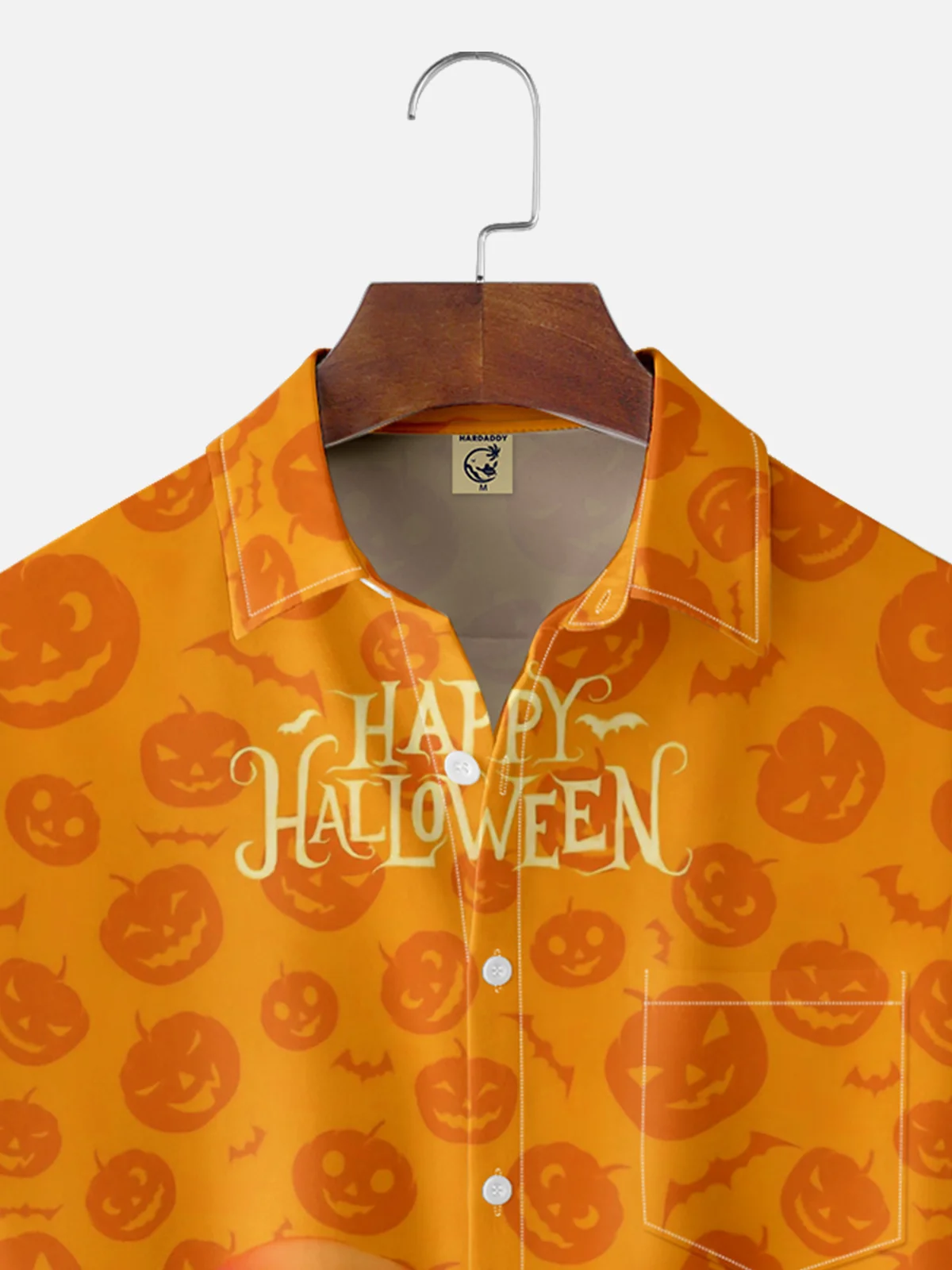 Moisture-wicking Halloween Pumpkin Gnomes Chest Pocket Casual Shirt