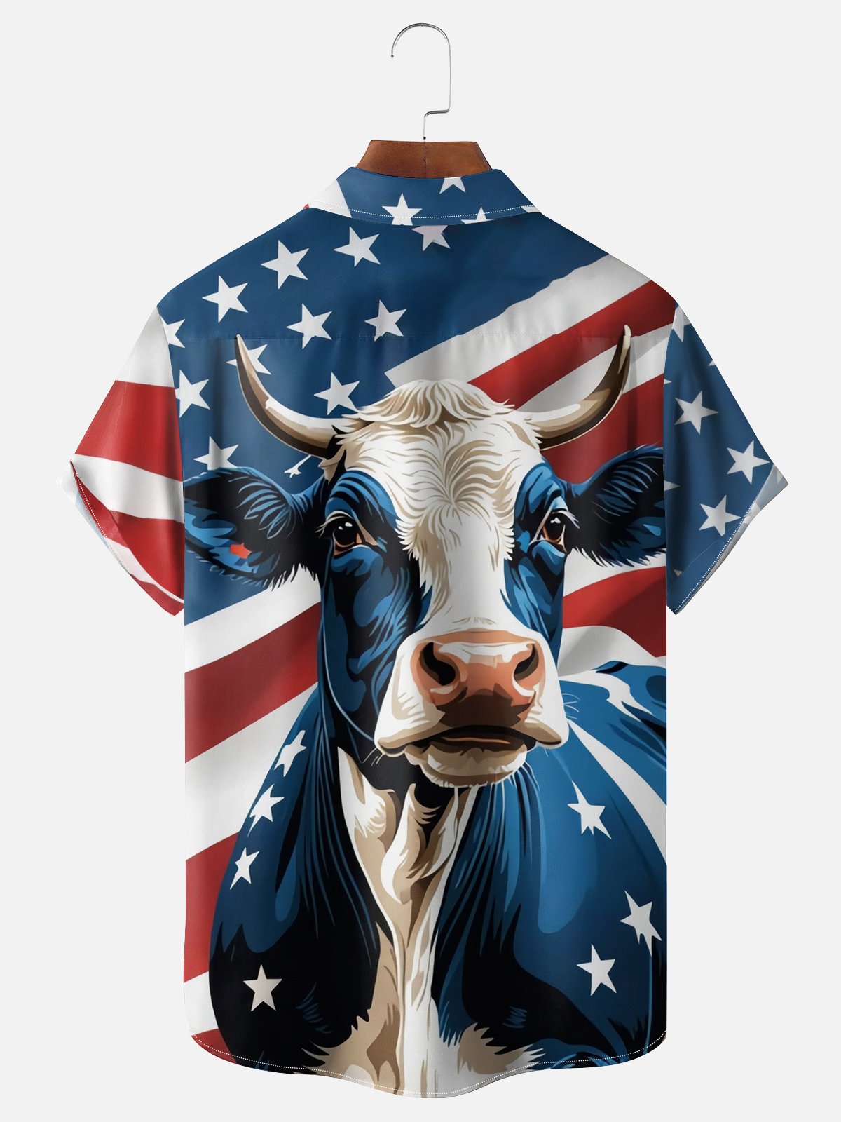 Moisture-wicking National American Cow Chest Pocket Patriotic Shirt