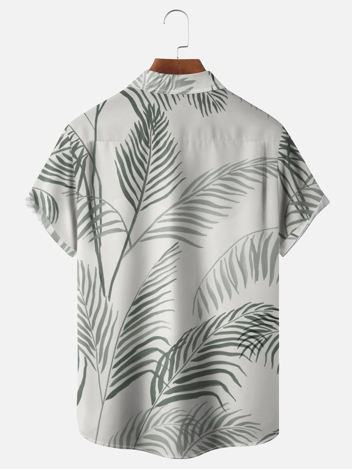 Moisture-wicking Palm Leaf Art Print Chest Pocket Hawaiian Shirt