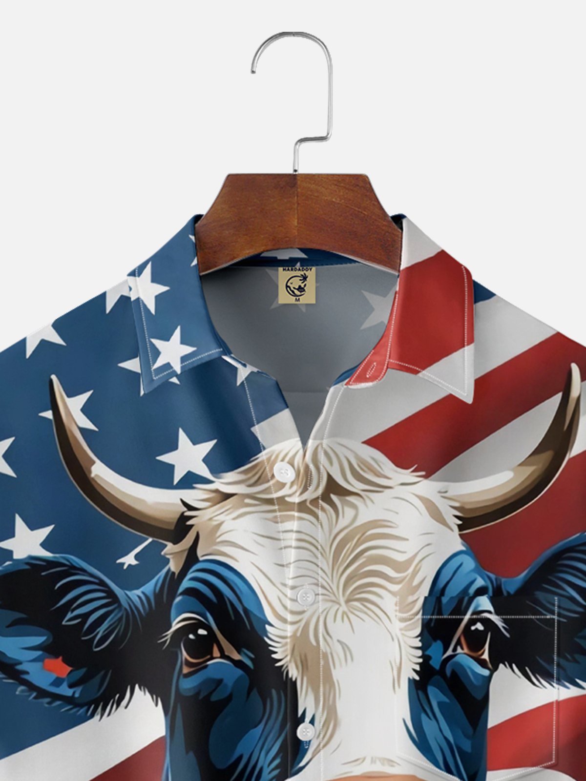 Moisture-wicking National American Cow Chest Pocket Patriotic Shirt