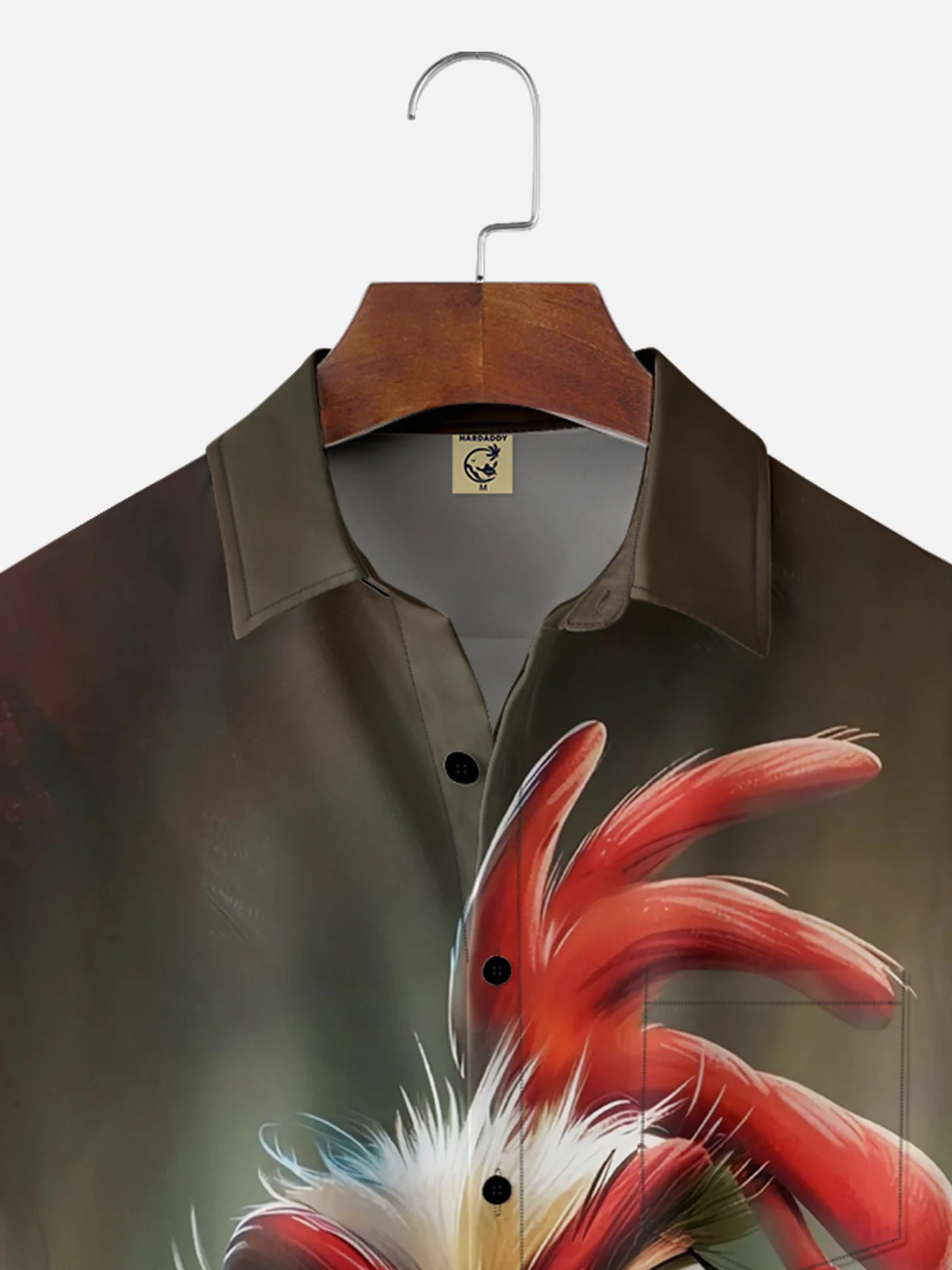 Moisture-wicking Fun Rooster Chest Pocket Casual Shirt